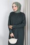 Women's V-Neck, Beaded-Sleeve, Mercerized Knit Dress - 3