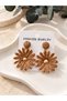 Women's Gold Detailed Woven-Look Earring Styles | Chic Dangle Earrings with Floral and Geometric Designs - 4