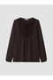 Trendy Picks from Kübra Butik: Tie-Detail Collar, Embroidered, Ruched Blouse - 6