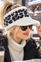Women's Plush Visor Hat with Leopard Pattern, Winter Beanie with Brim - 4