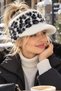 Women's Plush Visor Hat with Leopard Pattern, Winter Beanie with Brim - 2
