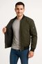 Men's Bomber Coat with Pockets, Quilted Lining, Zippered Sleeves, Water Repellent Jacket - Khaki