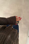 Mock Neck, RAGLAN SLEEVES, ZIPPERED CARDIGAN - BROWN - 4