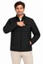 Men's stand collar water repellent puffer quilted three-pocket jacket - black - 5