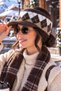 Women's Plush Visor Hat with Diamond Pattern, Winter Beanie with Brim - 6