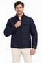 Men's stand collar water repellent puffer quilted three-pocket jacket - navy blue - 4