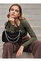 Women's Silver Chain Suede Chic Baguette Hand & Shoulder Bag Shopper 378033GNY - 7