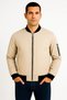 Men's Bomber Coat with Pockets, Quilted Lining, Zippered Sleeves, Water Repellent Jacket - Beige - 5