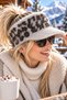 Women's Plush Visor Hat with Leopard Pattern, Winter Beanie with Brim - 3