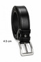 Men's genuine leather 4.5 cm classic and denim belt with metal buckle - black
