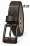 Men's Dark Brown 4 cm Metal Buckle Jeans and Fabric Trouser Belt - 2
