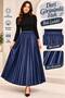 Women's Standard Size Leather-Look Pleated Long Skirt with Elastic Waistband - 2