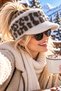 Women's Plush Visor Hat with Leopard Pattern, Winter Beanie with Brim - 4