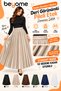 Women's Standard Size Leather-Look Pleated Long Skirt with Elastic Waistband - 4