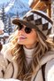 Women's Plush Visor Hat with Diamond Pattern, Winter Beanie with Brim - 7