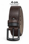 Men's Dark Brown 4 cm Double Buckle Metal Buckle Jeans and Fabric Trouser Belt - 5