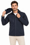Men's Waterproof Softshell Jacket with Fleece Lining, Detachable Hood, and 4 Pockets - Navy Blue - 2