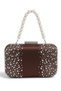 Brown Satin Clutch Bag Embellished with Stones and Pearl Handle for Women's Evening Wear for Weddings and Engagements - 3