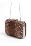 Brown Satin Clutch Bag Embellished with Stones and Featuring a Metal Chain Strap for Women's Evening Wear for Weddings and Engagements - 7