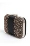 Black Satin Clutch Bag with Chain Strap and Embellishment with Stones for Weddings and Engagement Parties - 2