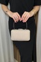 Women's Evening Clutch with Glittery Silver Accents - Stylish Evening and Party Clutch with Chain Strap