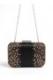 Black Satin Clutch Bag with Chain Strap and Embellishment with Stones for Weddings and Engagement Parties - 5