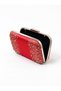 Red Satin, Embellished with Stones, Beaded, Strappy, Chain Strap, Women's Evening Clutch Bag for Weddings and Engagements - 5