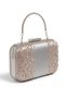 Silver Satin Clutch Bag Embellished with Stones and Featuring a Metal Chain Strap for Women's Evening Wear for Weddings and Engagements - 2