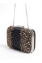 Black Satin Clutch Bag with Chain Strap and Embellishment with Stones for Weddings and Engagement Parties - 4