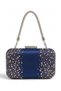 Navy Blue Satin, embellished with stones, beaded, strappy, with a chain strap for women's evening bags for weddings and engagements - 4