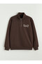 XSIDE Brown Mock Neck Embroidered Oversized Women's Thick Sweatshirt—The ALITA CITY Difference - 5