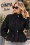 EGZOTİK ASORTİK Women's Oversized Spring Jacket with Laser-Cut Floral Hem