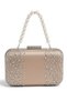 Women's Evening Clutch Bag with Satin, embellished with stones, and strappy pearl-handled chain strap for Weddings and Engagements - 3