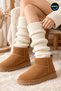 Women's Ecru Knit Leg Warmers, 44 cm, 100% Acrylic, Knitted Leg Warmers for Winter Boots and Over-Boots - 4