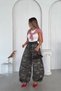 Camouflage Oversized Pants with Ruched Legs - 3