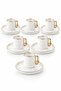 Set of 6 Coffee Cups: White Turkish Coffee Cups with Gold Handles, Modern Style - 2