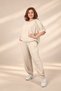 Women's Wide Collar Half Sleeve Blouse Elastic Waist Pocketed Lace Trousers Lace Detailed Italian Large - 2