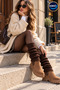 Women's Coffee-Printed Knit Leg Warmers, 44 cm, 100% Acrylic, Winter Leg Warmers, Socks to Wear Over Boots and Shoes - 6
