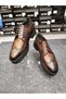 MEN'S Genuine Leather Lace-Up Reversible Riveted Classic Brown Leather Shoes (Inside and Outside) - 4