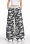 Camouflage Oversized Pants with Ruched Legs - 2