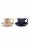 Earth 2 Coffee Cup Set: 90 cc Espresso Cup with Printed Design in Cream + Navy Blue
