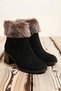 Women's Zipper-Front Orthopedic Sole, Faux Fur Collar, Heeled Suede Boots—Winter, Comfortable, Heat-Retaining, Everyday Style