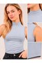 Women's Sleeveless Bodysuit, Stretch Fabric, Sleeveless Top, Light Gray - 4