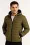 Men's Puffer Jacket with Hooded Zippers, Water Repellent, Quilted Lining, Fabric Pockets, Winter Comfortable Fit - Khaki - 2