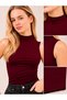 Women's Sleeveless Bodysuit, Stretch Fabric Sleeveless Top, Burgundy - 4