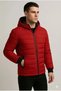 Men's Puffer Jacket with Hooded Zippers, Water Repellent, Quilted Lining, Fabric Pockets, Winter Comfortable Fit - Red