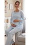 Maternity Pajama Set, Blue, Light Blue, S - 2