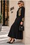 BUKETLİ Women's Modal Jersey Jacket Dress Set with Padded Shoulders and Yellow Cord Embroidery on the Front - 6
