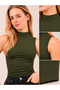 Women's Sleeveless Bodysuit, Stretch Fabric Top, Khaki - 4