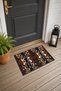 Coffee Cream Polka Dot Ethnic Patterned Doormat, 40x60 cm, with Non-Slip Sole, Decorative
